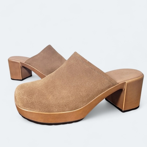 Crown Vintage Tan Suede Women's Mules Size 10 Booties Heels Boho Neutral - Picture 2 of 16